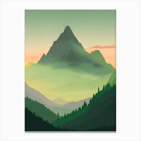 Misty Mountains Vertical Composition In Green Tone 83 Canvas Print