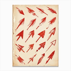 Brushstroke Designed Hand Drawn Arrow Icons Detailed Brushwork Strokes Visible Mix Of Red And Bro 2 1 Canvas Print