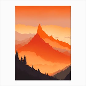 Misty Mountains Vertical Composition In Orange Tone 94 Canvas Print