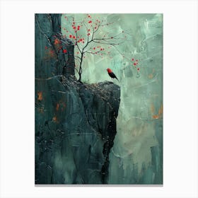 Red Bird On Cliff Canvas Print