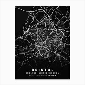 Bristol England Black Map Canvas Print