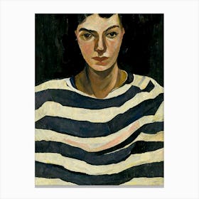 Portrait Of A Woman Wearing A Striped Shirt Canvas Print