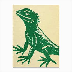 Forest Green Anoles Lizard Bold Block Colour 2 Canvas Print