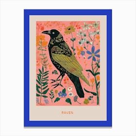 Spring Birds Poster Raven 2 Canvas Print