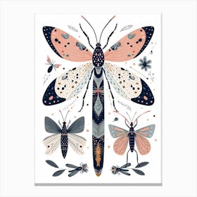 Colourful Insect Illustration Lacewing 10 Canvas Print