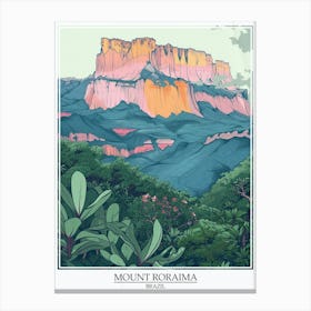 Mount Roraima Venezuela Brazil Color Line Drawing 3 Poster Canvas Print