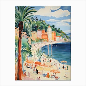 Lerici, Liguria   Italy Beach Club Lido Watercolour 4 Canvas Print