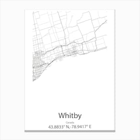 Whitby,Canada Minimalist Map Canvas Print