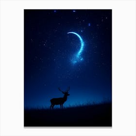 Deer In The Night Sky Canvas Print