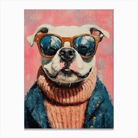 Pitbull Wearing Sweater 2 Canvas Print