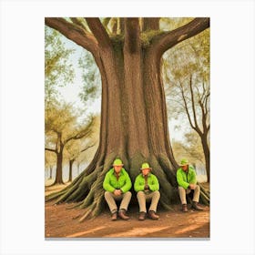 Three Men Sitting Under A Tree 1 Canvas Print