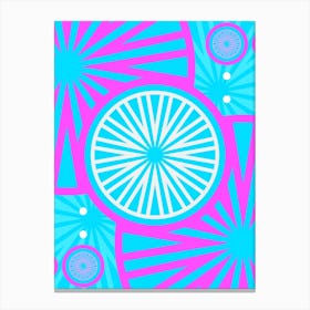 Geometric Glyph in White and Bubblegum Pink and Candy Blue n.0092 Canvas Print