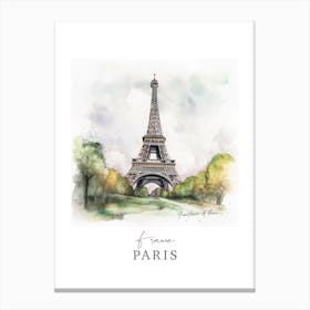 France, Paris Storybook 9 Travel Poster Watercolour Canvas Print
