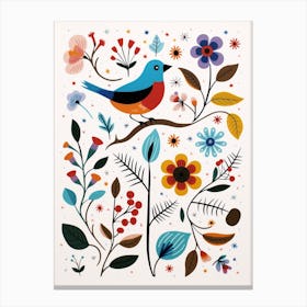 Scandinavian Bird Illustration Finch 1 Canvas Print