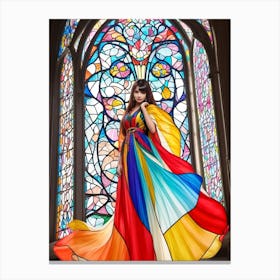 Girl In A Colorful Dress Canvas Print