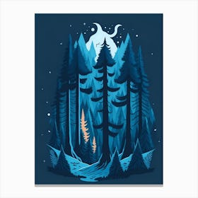 A Fantasy Forest At Night In Blue Theme 25 Canvas Print