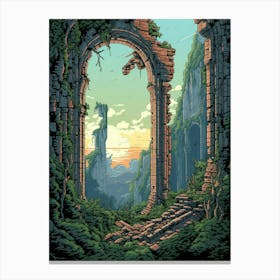 Ruins Landscape Pixel Art 3 Canvas Print
