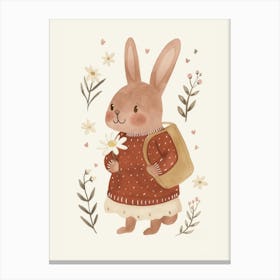 Bunny With Flowers, Nursery Wall Art for Kids Canvas Print