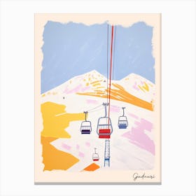 Poster Of Gudauri   Georgia, Ski Resort Pastel Colours Illustration 2 Canvas Print