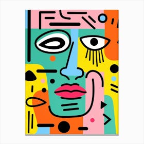 Abstract Pop Art Geometric Colourful Face 4 Canvas Print