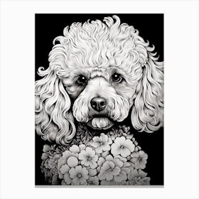 Poodle Dog, Line Drawing 2 Canvas Print