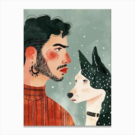 Illustration Of A Man And His Dog 3 Canvas Print