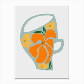 Orange Flowers In A Cup Canvas Print