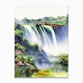 Murchison Falls, Uganda Water Colour  (3) Canvas Print