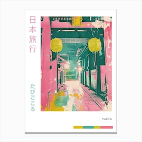 Nara Japan Retro Duotone Silkscreen Poster 6 Canvas Print