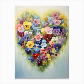 Pansies In Heart Formation 2 Canvas Print