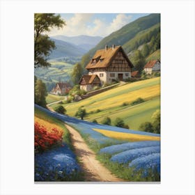 Germany National Flowers Landscape Painting Canvas Print