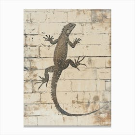 Iguana On A Brick Wall Realistic Illustration Canvas Print