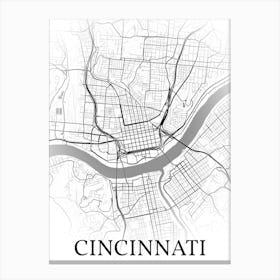 Cincinnati, Ohio, United States, City Map, Black And White Fade Design Leinwandbild