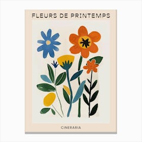 Spring Floral French Poster  Cineraria 2 Canvas Print
