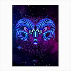 Aries Zodiac Sign — Zodiac neon signs Canvas Print