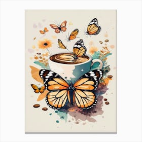 Coffee And Butterflies Canvas Print