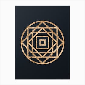 Abstract Geometric Gold Glyph on Dark Teal n.0040 Canvas Print