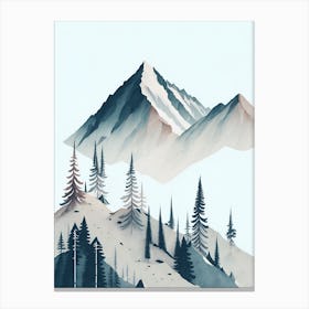 Mountain And Forest In Minimalist Watercolor Vertical Composition 271 Canvas Print
