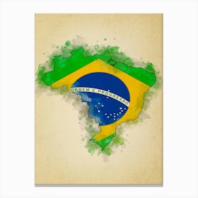 Brazil Flag Vintage Canvas Print