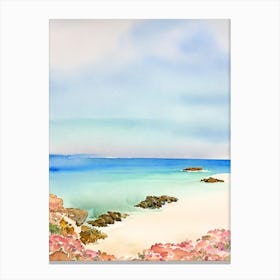 Cala Tarida, Ibiza, Spain Watercolour Canvas Print