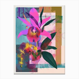 Orchid 4 Neon Flower Collage Canvas Print