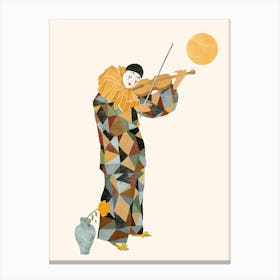 Harlequin With Violin Canvas Print