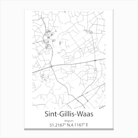 Sint Gillis Waas,Belgium Minimalist Map Canvas Print