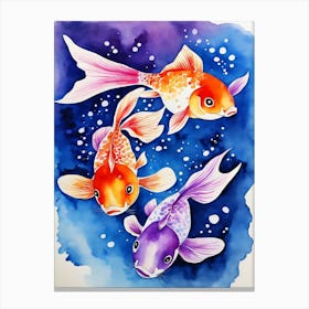 Twin Goldfish Watercolor Painting (82) Canvas Print