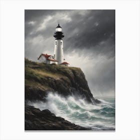 Lighthouse At Dusk Canvas Print