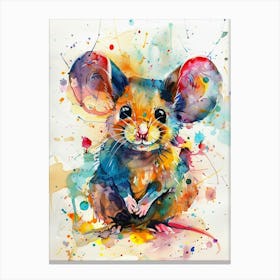 Mouse Colourful Watercolour 3 Canvas Print