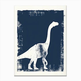 Navy Blue Dinosaur Silhouette 2 Canvas Print
