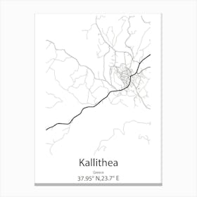 Kallithea,Greece Minimalist Map Canvas Print