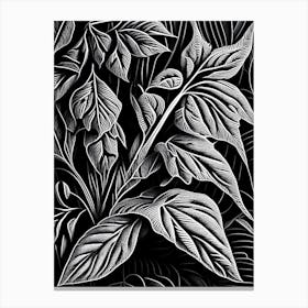 Peppermint Leaf Linocut 2 Canvas Print
