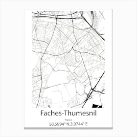 Faches Thumesnil,France Minimalist Map Canvas Print